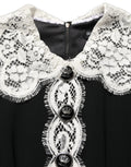 Dolce & Gabbana Black Lace Detailing Long Sleeves Midi Dress