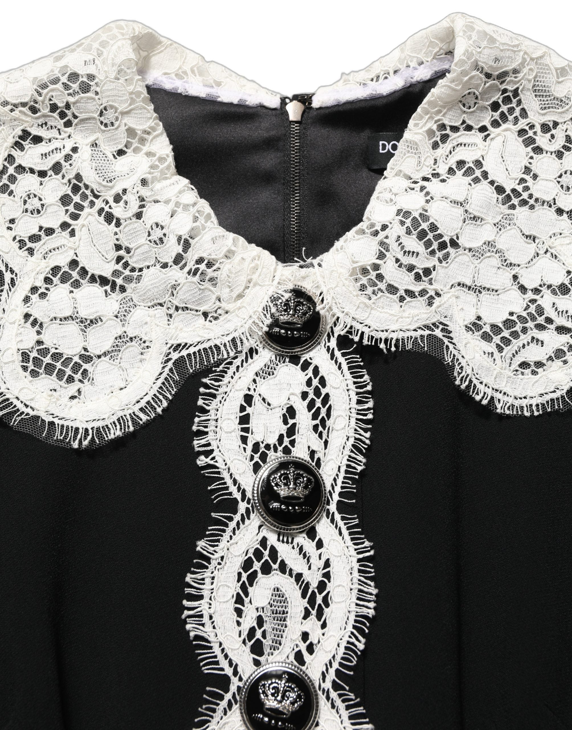 Dolce & Gabbana Black Lace Detailing Long Sleeves Midi Dress