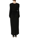 Dolce & Gabbana Black Cotton Long Sleeves Sheath Maxi Dress