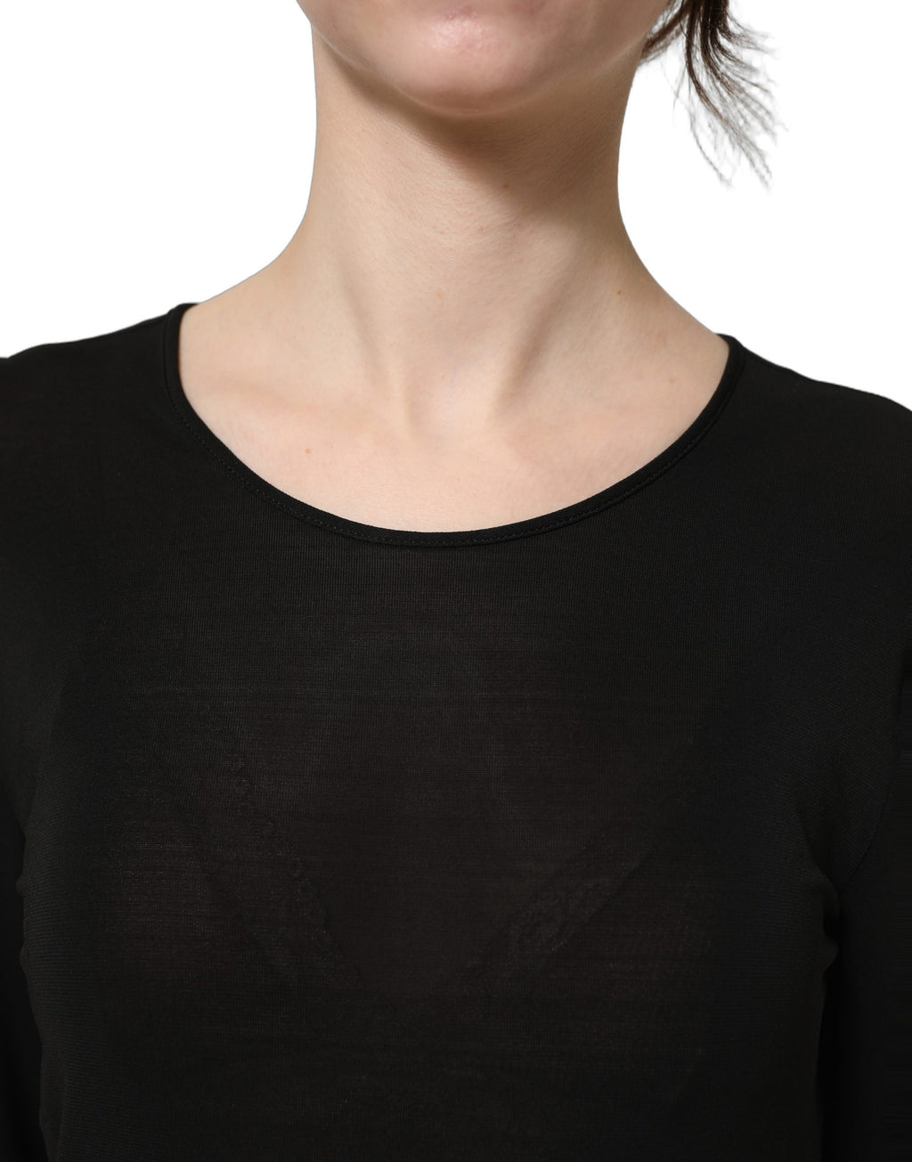 Dolce & Gabbana Black Cotton Long Sleeves Sheath Maxi Dress