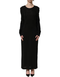 Dolce & Gabbana Black Cotton Long Sleeves Sheath Maxi Dress
