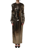Dolce & Gabbana Metallic Gold Polyester LongSleeve Maxi Dress