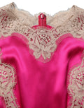 Dolce & Gabbana Fuchsia Pink Lace Detail A-line Midi Dress