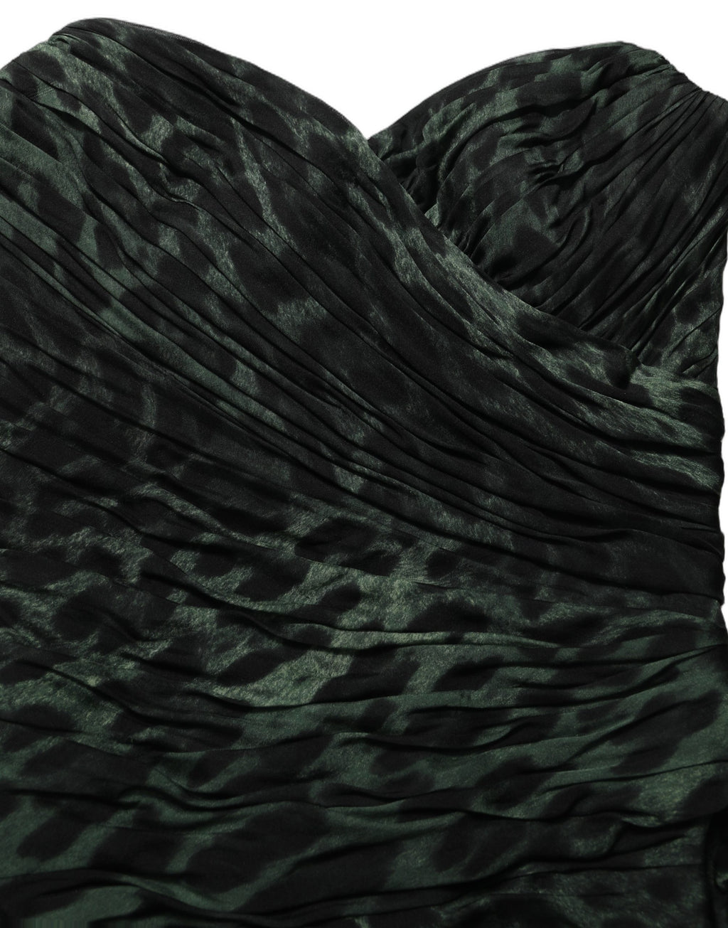 Dolce & Gabbana Green Leopard Print Bustier Draped Midi Dress