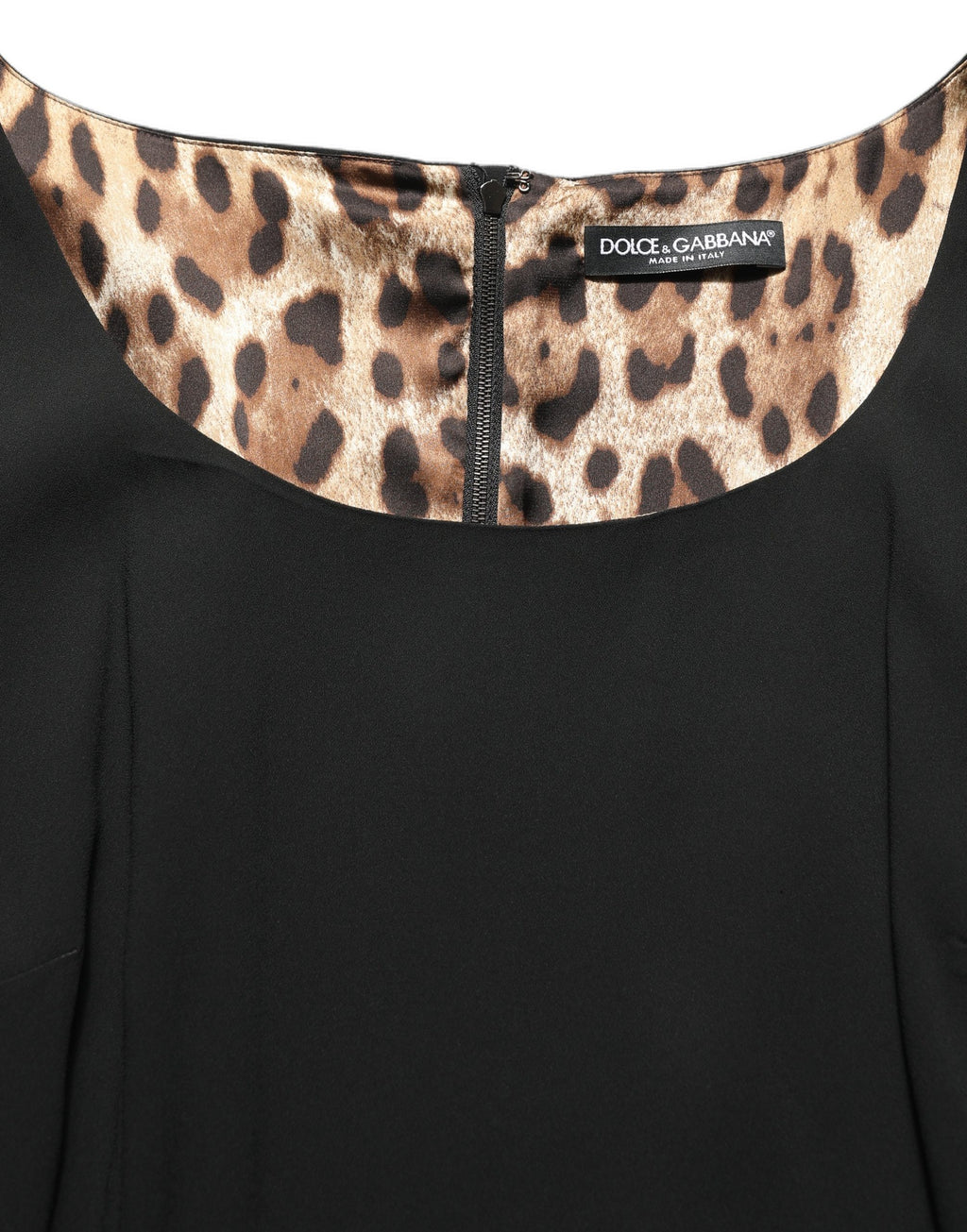 Dolce & Gabbana Black Viscose Cropped Sleeves Midi Dress