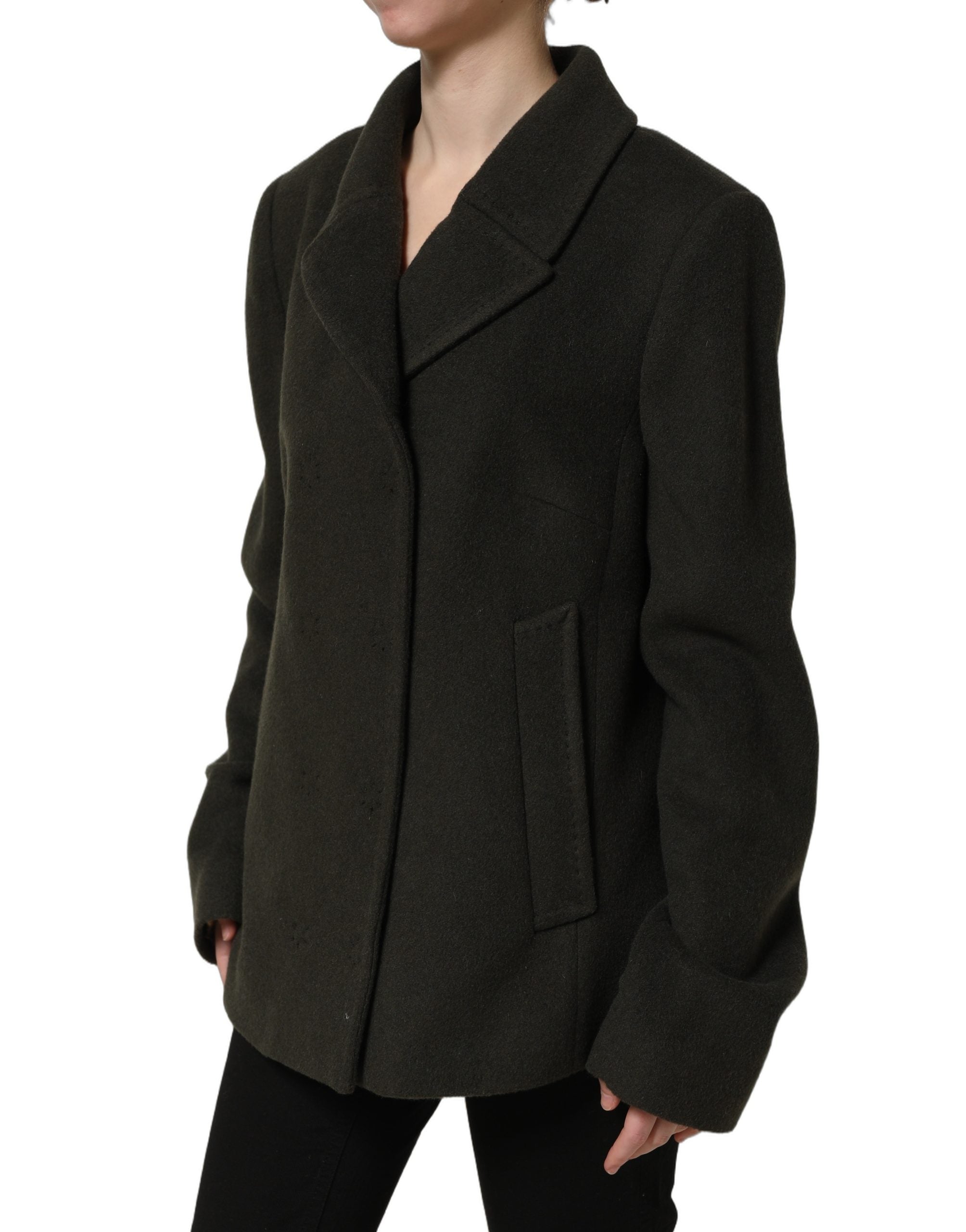 Dolce & Gabbana Dark Green Double Breasted Peacoat Jacket