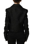 Dolce & Gabbana Black Floral Brocade Biker Blouson Jacket