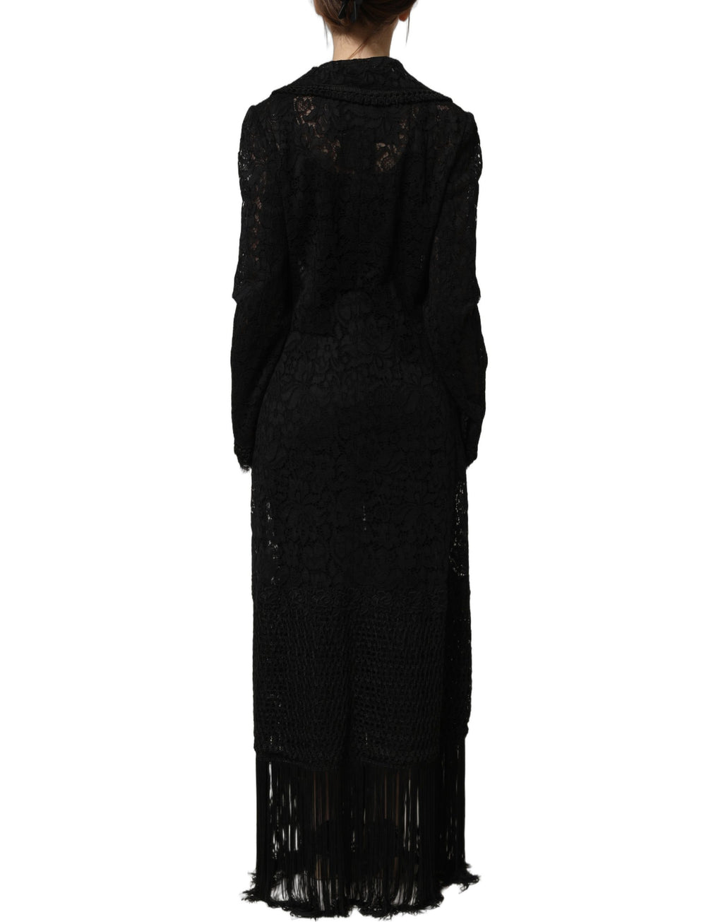 Dolce & Gabbana Black Embellished Guipure Lace Coat Jacket