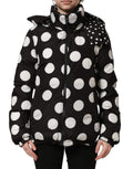Dolce & Gabbana Black White Polka Dot Hooded Blouson Jacket