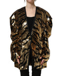 Dolce & Gabbana Black Gold Sequin Tiger Stripe Blazer Jacket