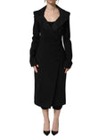 Dolce & Gabbana Black Nylon Double Breasted Coat Jacket