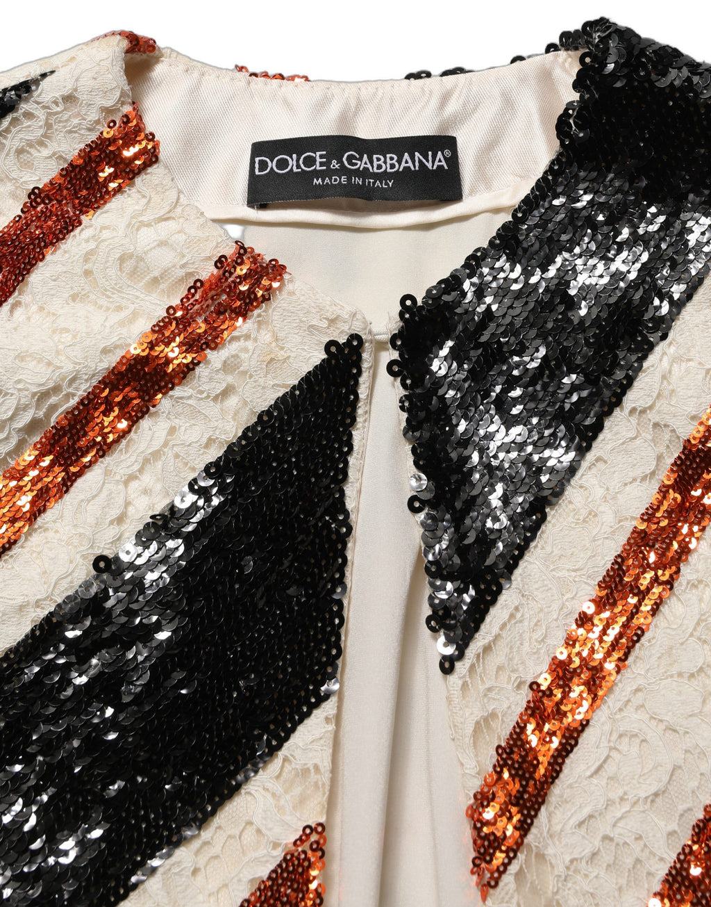 Dolce & Gabbana Multicolor Stripe Sequin Duster Coat Jacket