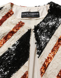 Dolce & Gabbana Multicolor Stripe Sequin Duster Coat Jacket