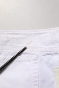 Dolce & Gabbana White Distressed Cotton Denim Mini Skirt