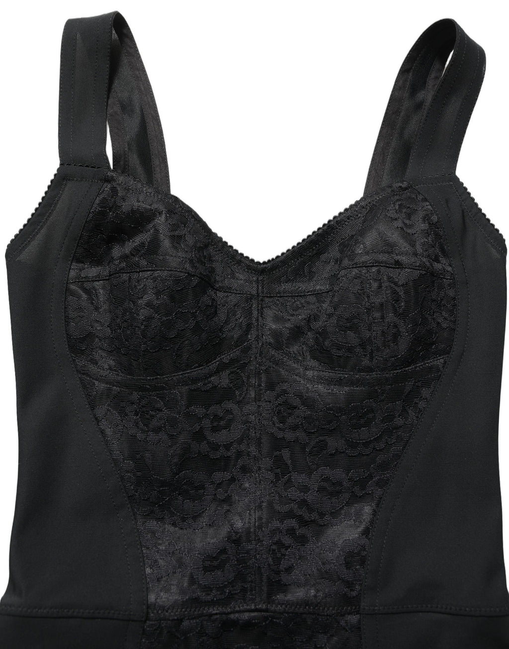 Dolce & Gabbana Black Floral Lace Corset Bodycon Bodysuit