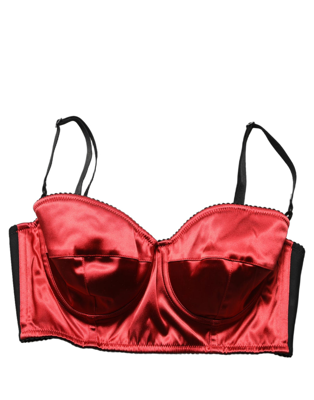 Dolce & Gabbana Red Polyester Satin Bustier Cropped Tank Top