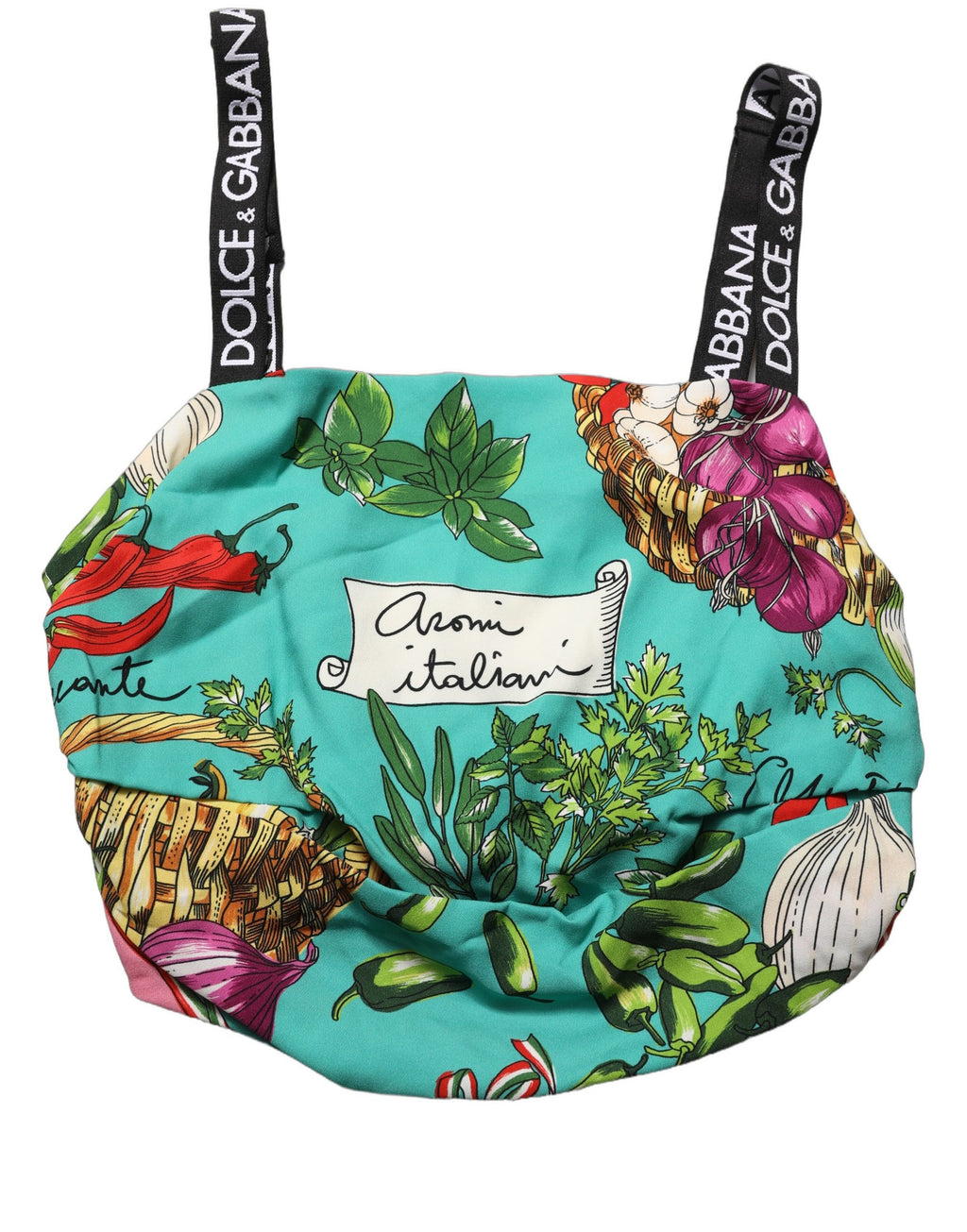 Dolce & Gabbana Multicolor Silk Vegetable Print Cropped Top