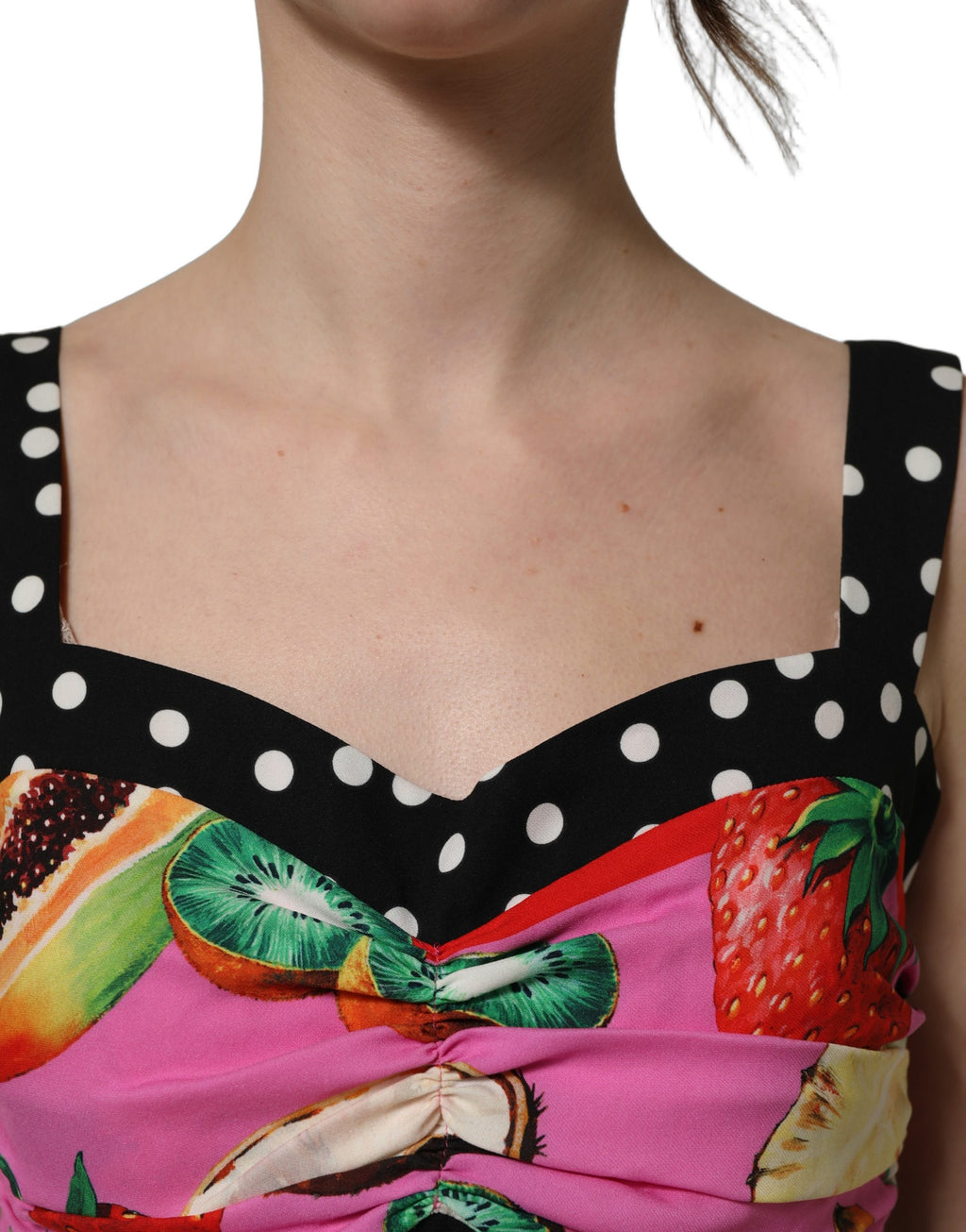Dolce & Gabbana Multicolor Silk Cropped Bustier Corset Top
