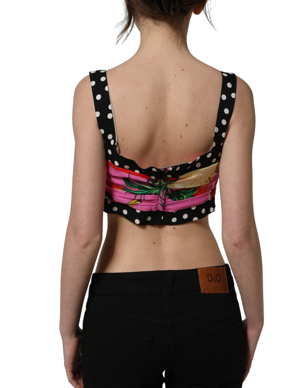 Dolce & Gabbana Multicolor Silk Cropped Bustier Corset Top