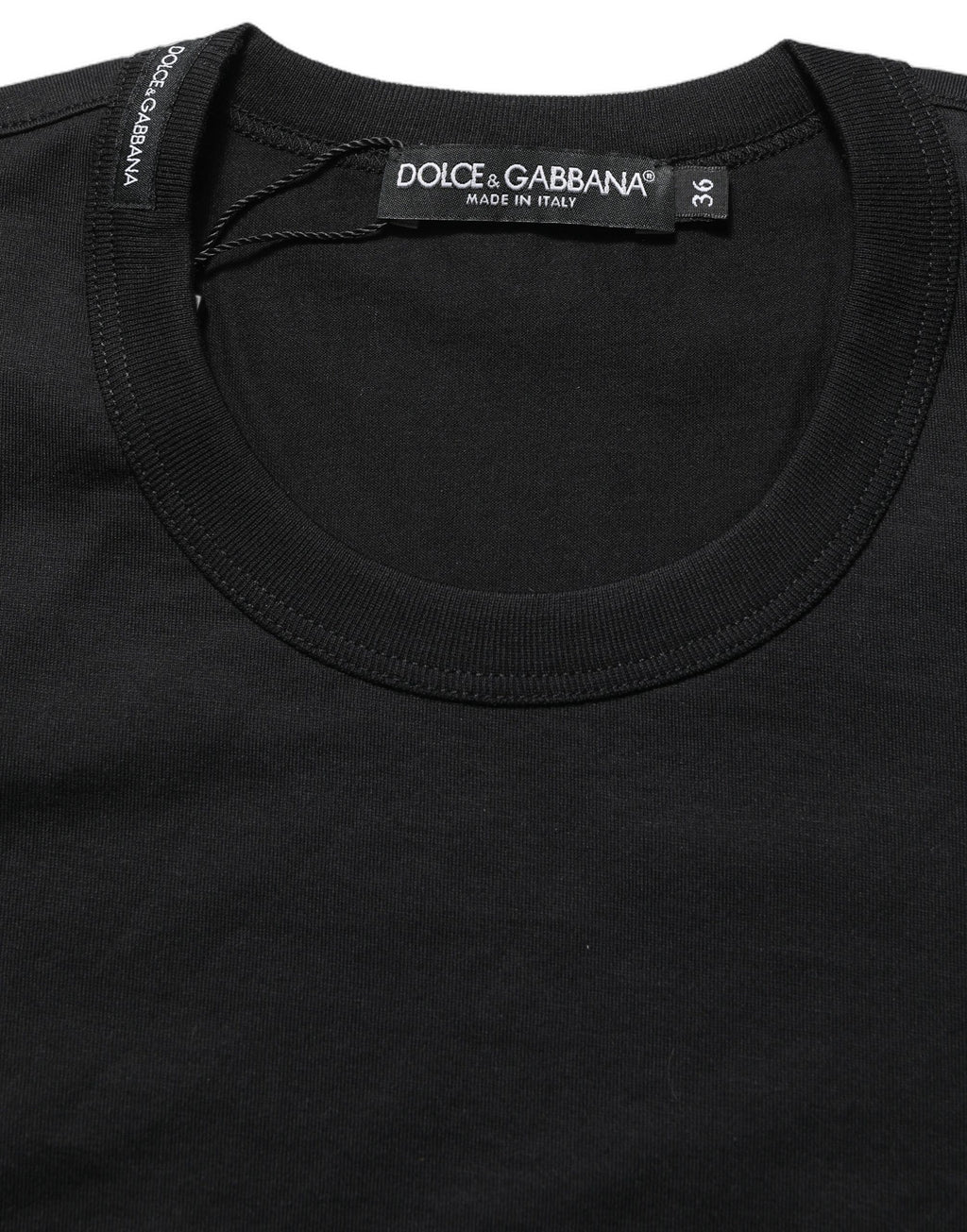 Dolce & Gabbana Black Cotton Short Sleeves Crew Neck T-shirt