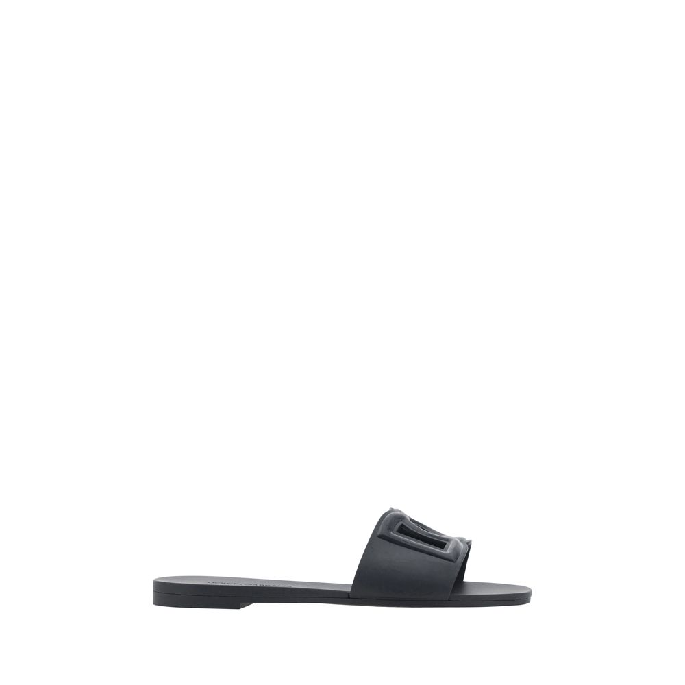 Dolce & Gabbana Black Rubber Flat Sandals