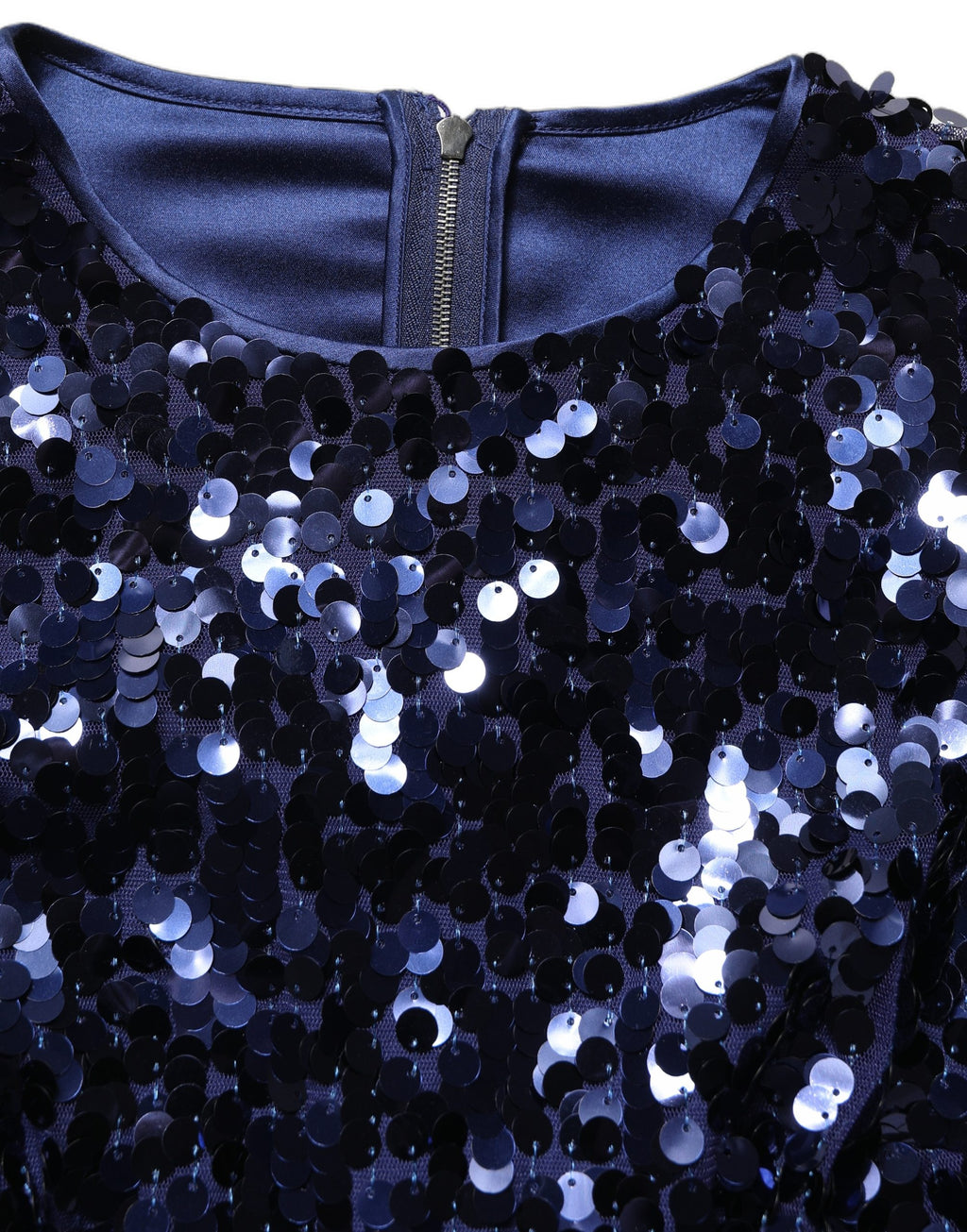 Dolce & Gabbana Blue Sequined Long Sleeves Crop Blouse Top