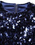 Dolce & Gabbana Blue Sequined Long Sleeves Crop Blouse Top