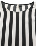 Dolce & Gabbana Black White Stripes Round Neck Blouse Top