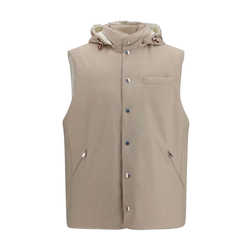 Brunello Cucinelli Beige Wool Oves Aries Sleeveless Jacket