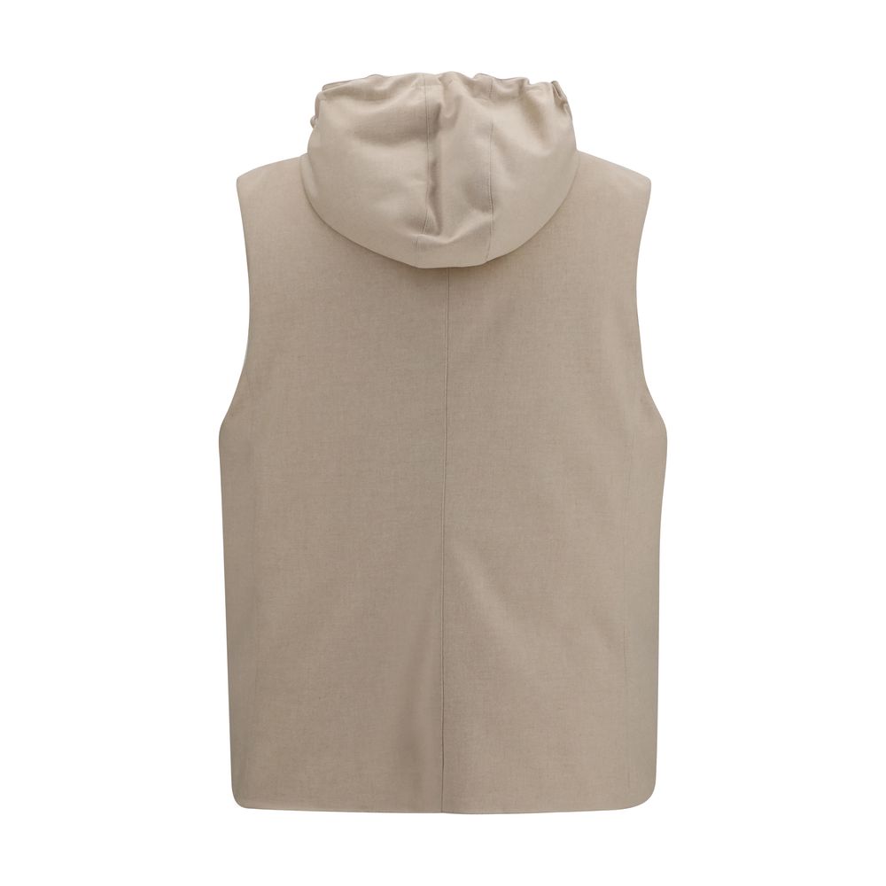 Brunello Cucinelli Beige Wool Oves Aries Sleeveless Jacket