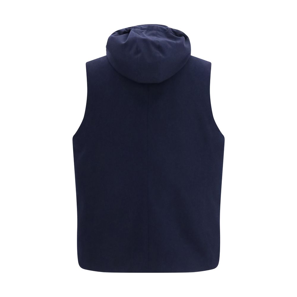 Brunello Cucinelli Blue Wool Oves Aries Sleeveless Jacket