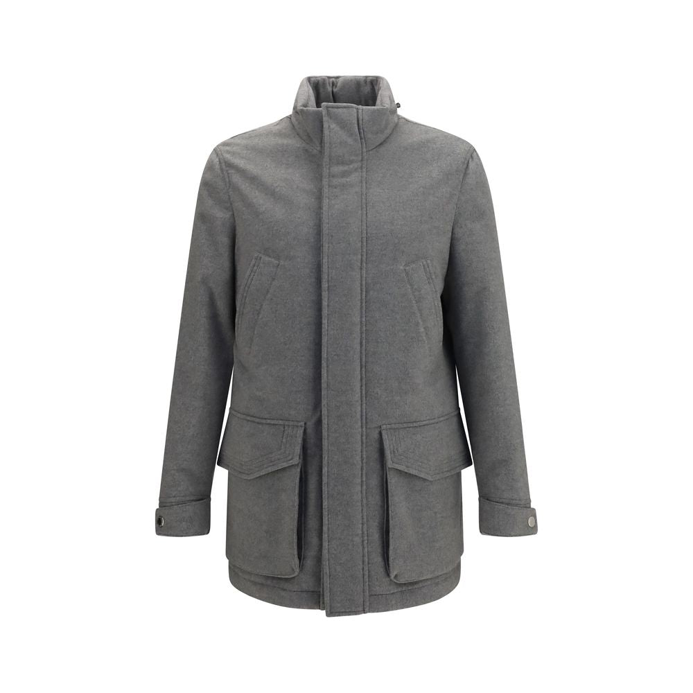 Brunello Cucinelli Gray Cashmere Full-Length Jacket