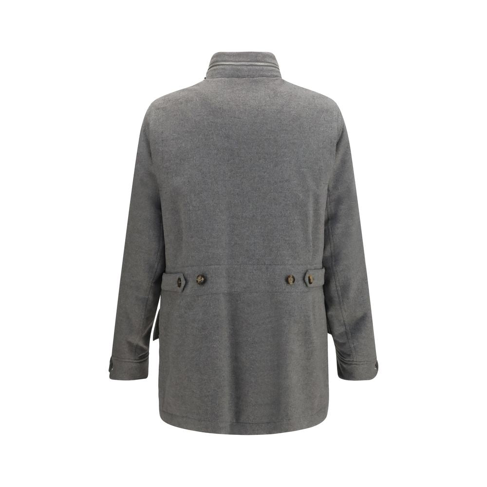 Brunello Cucinelli Gray Cashmere Full-Length Jacket