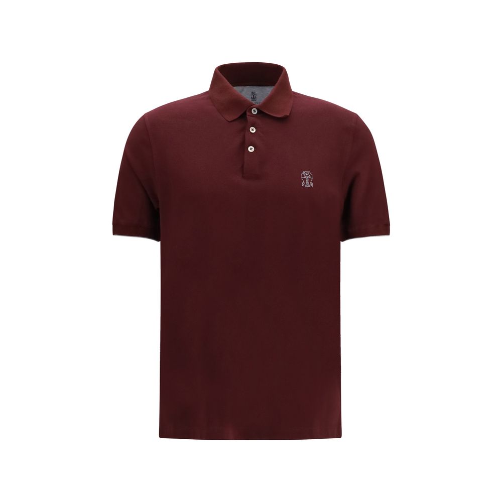 Brunello Cucinelli Bordeaux Cotton Polo Shirt
