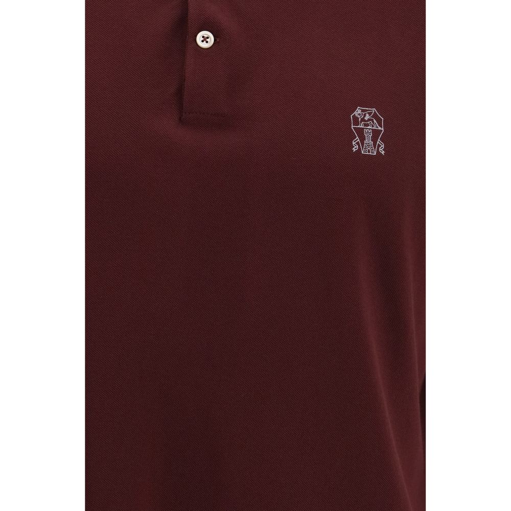 Brunello Cucinelli Bordeaux Cotton Polo Shirt