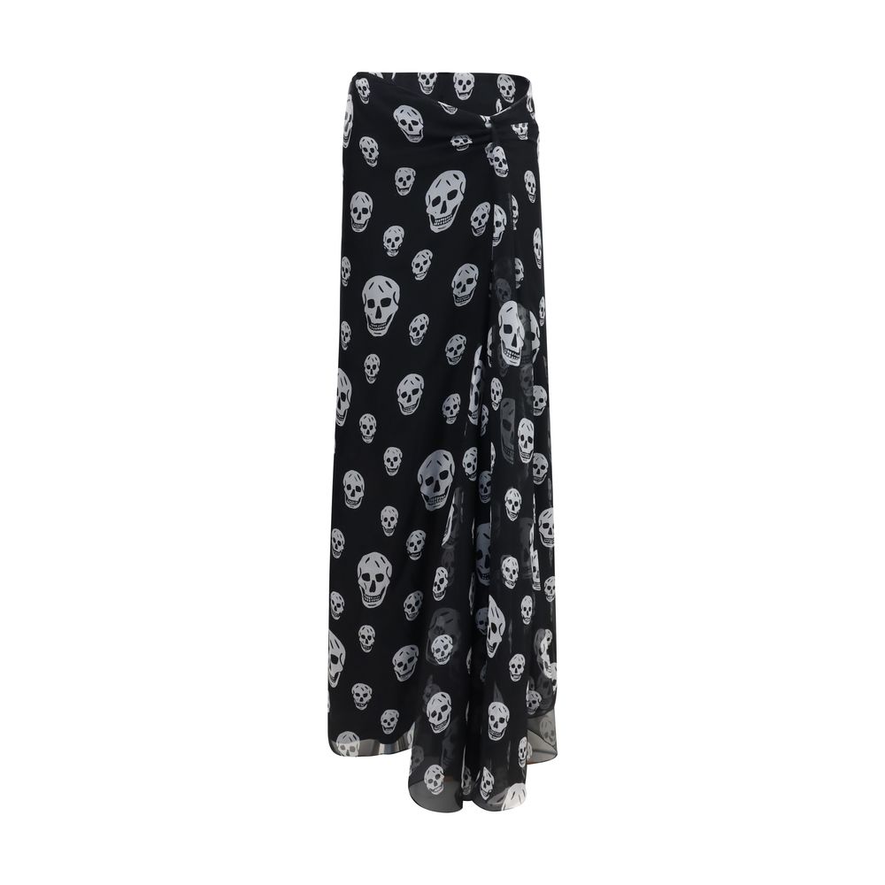 Alexander McQueen Black Silk Long Skirt
