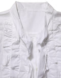 Dolce & Gabbana White Ruffled Bib Long Sleeves Blouse Top