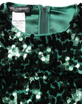Dolce & Gabbana Green Sequined Long Sleeves Crop Blouse Top