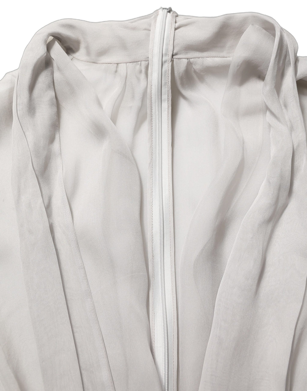 Dolce & Gabbana Gray Sheer Silk Chiffon Shirt Bow Collar Top