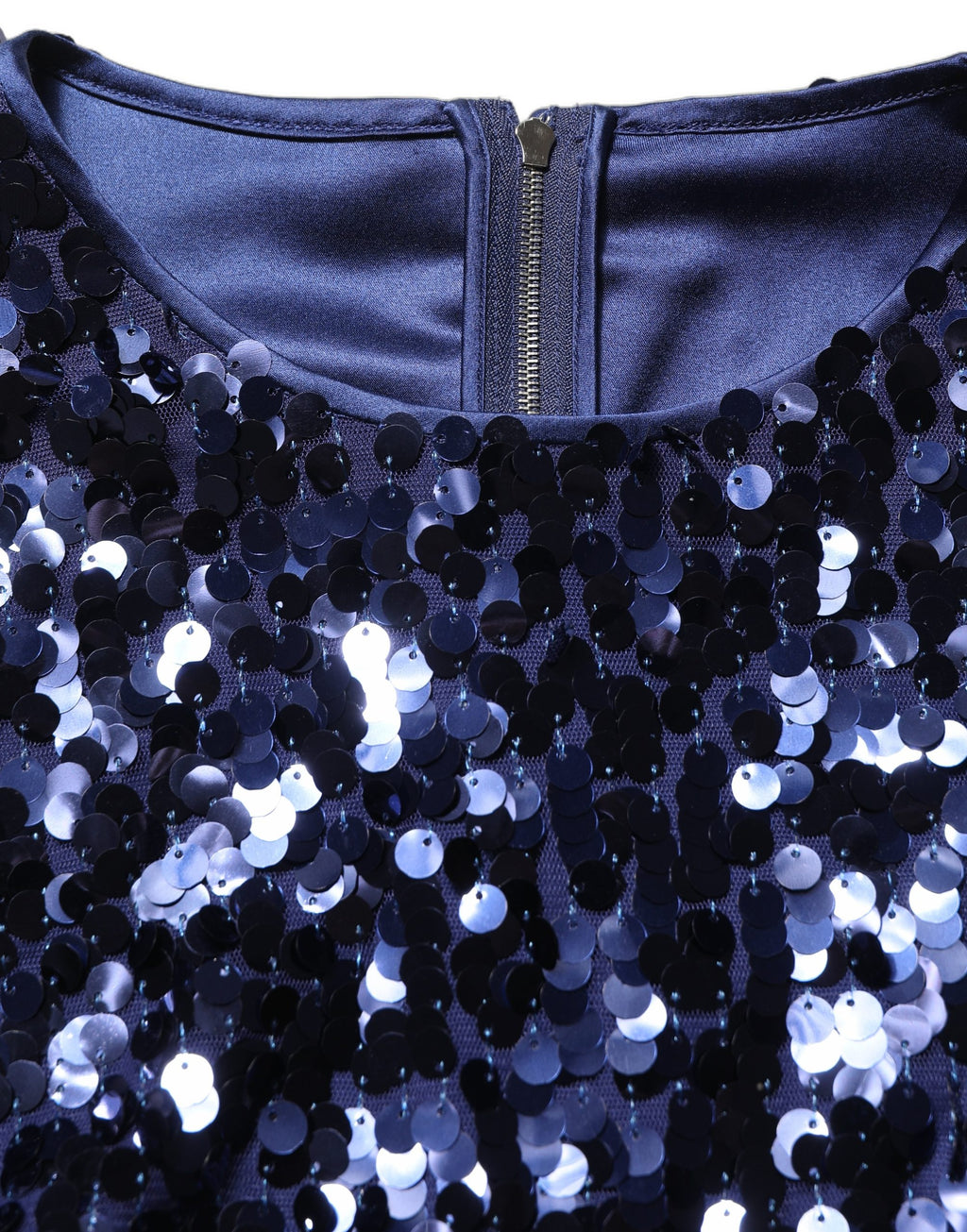 Dolce & Gabbana Blue Sequined Long Sleeves Crop Blouse Top