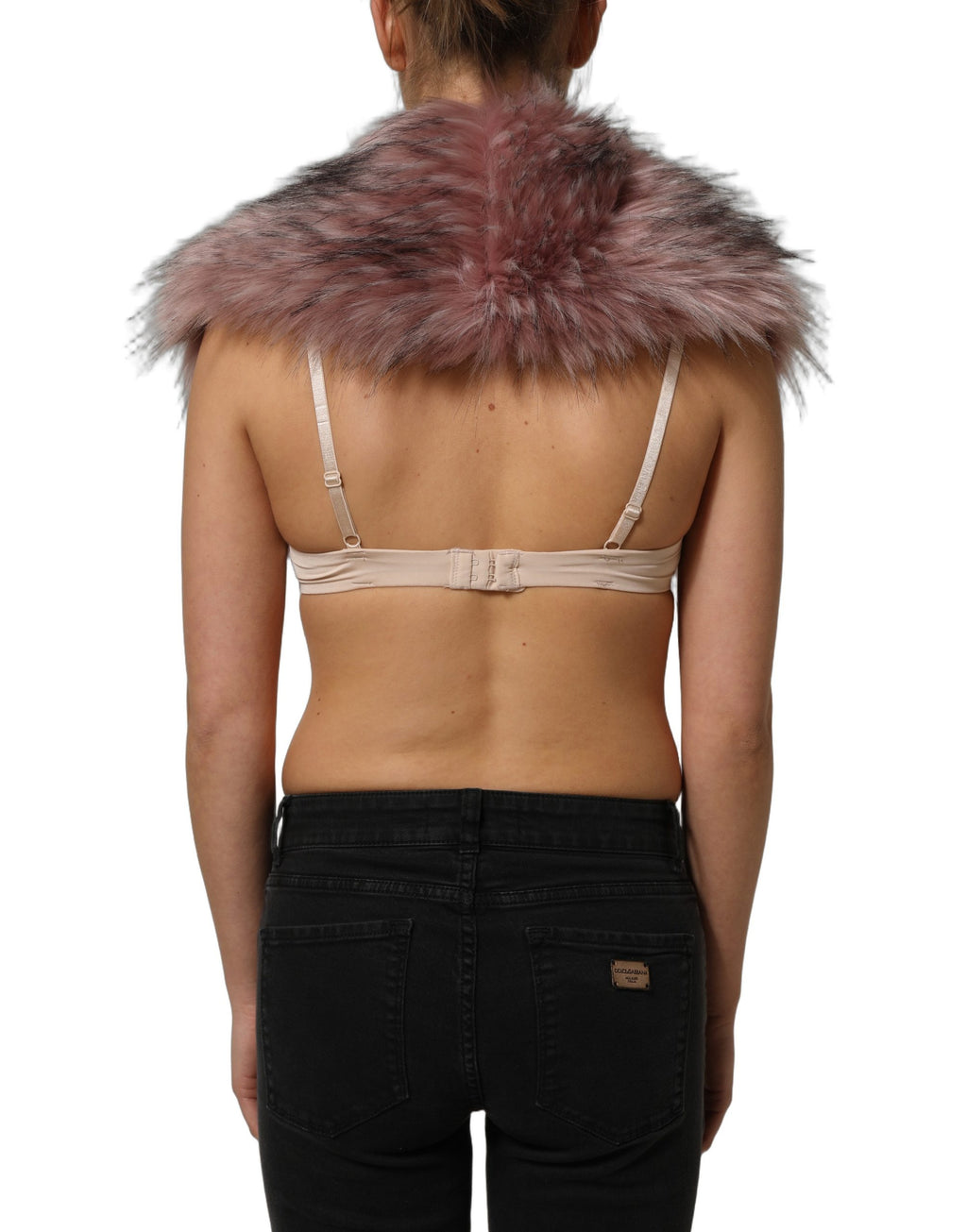 Dolce & Gabbana Pink Acrylic Faux Fur Knit Shrug Vest Top
