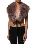 Dolce & Gabbana Pink Acrylic Faux Fur Knit Shrug Vest Top