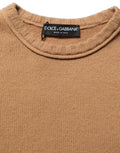 Dolce & Gabbana Brown Wool Short Sleeves Cropped Blouse Top