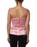 Dolce & Gabbana Pink Silk Satin Padded Bra Corset Style Top