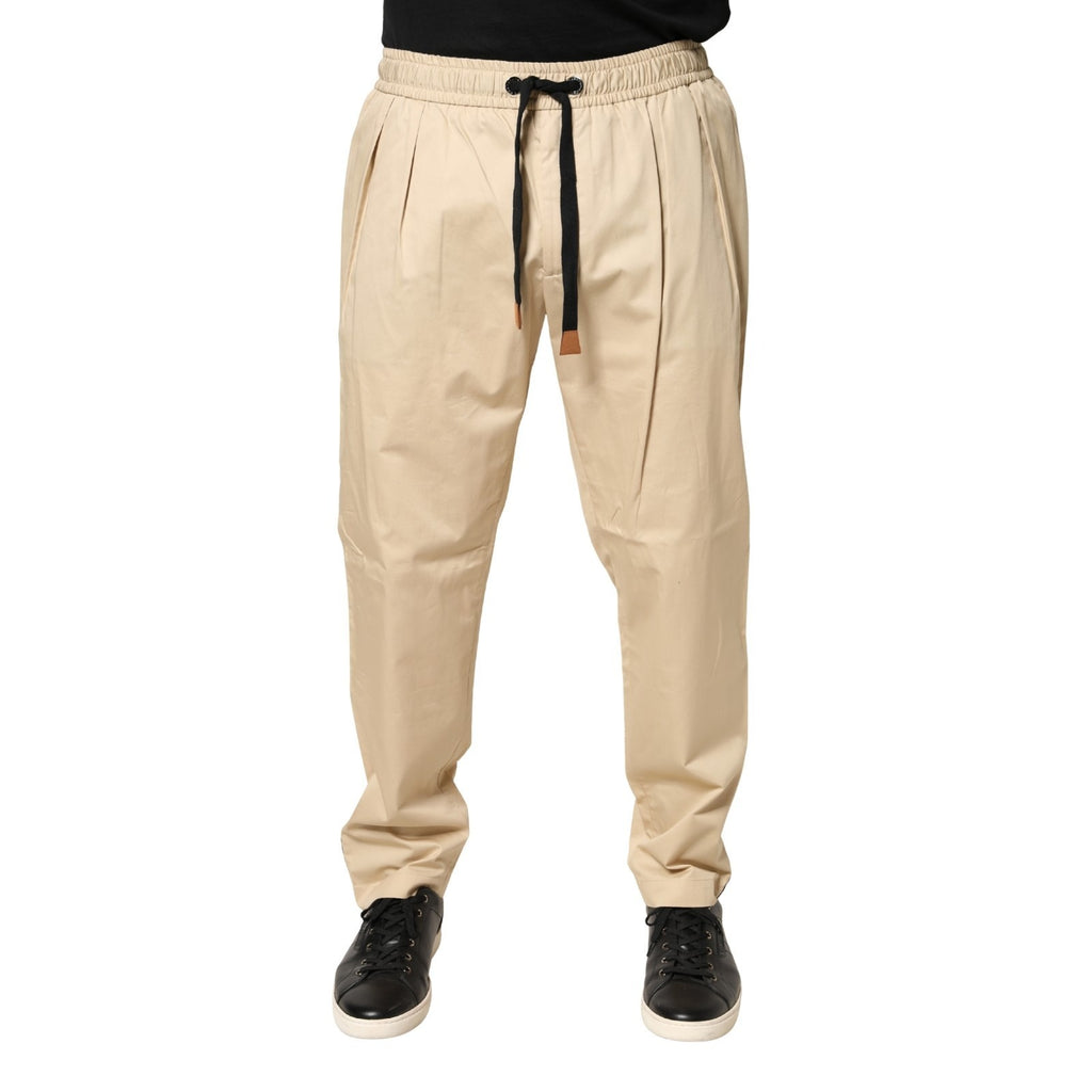Dolce & Gabbana Beige Cotton Skinny Men Jogger Trouser Pants