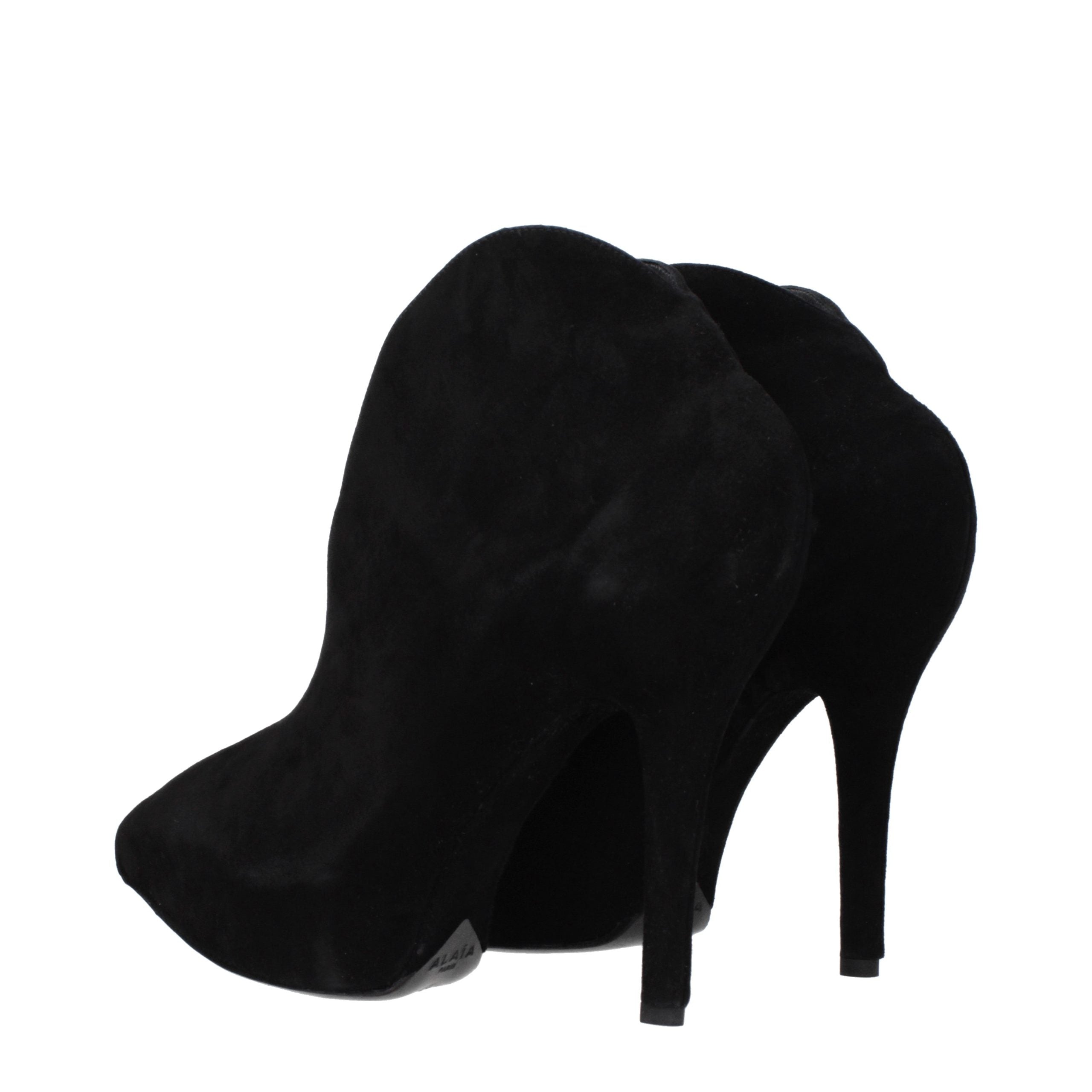 Alaïa Black Leather Ankle Boots