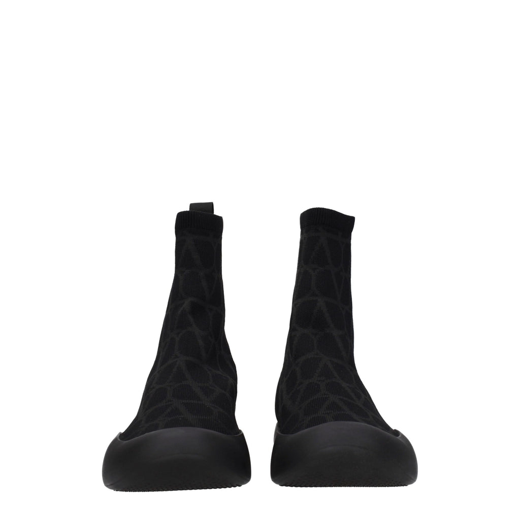 Valentino Garavani Black Fabric High Top Sneakers