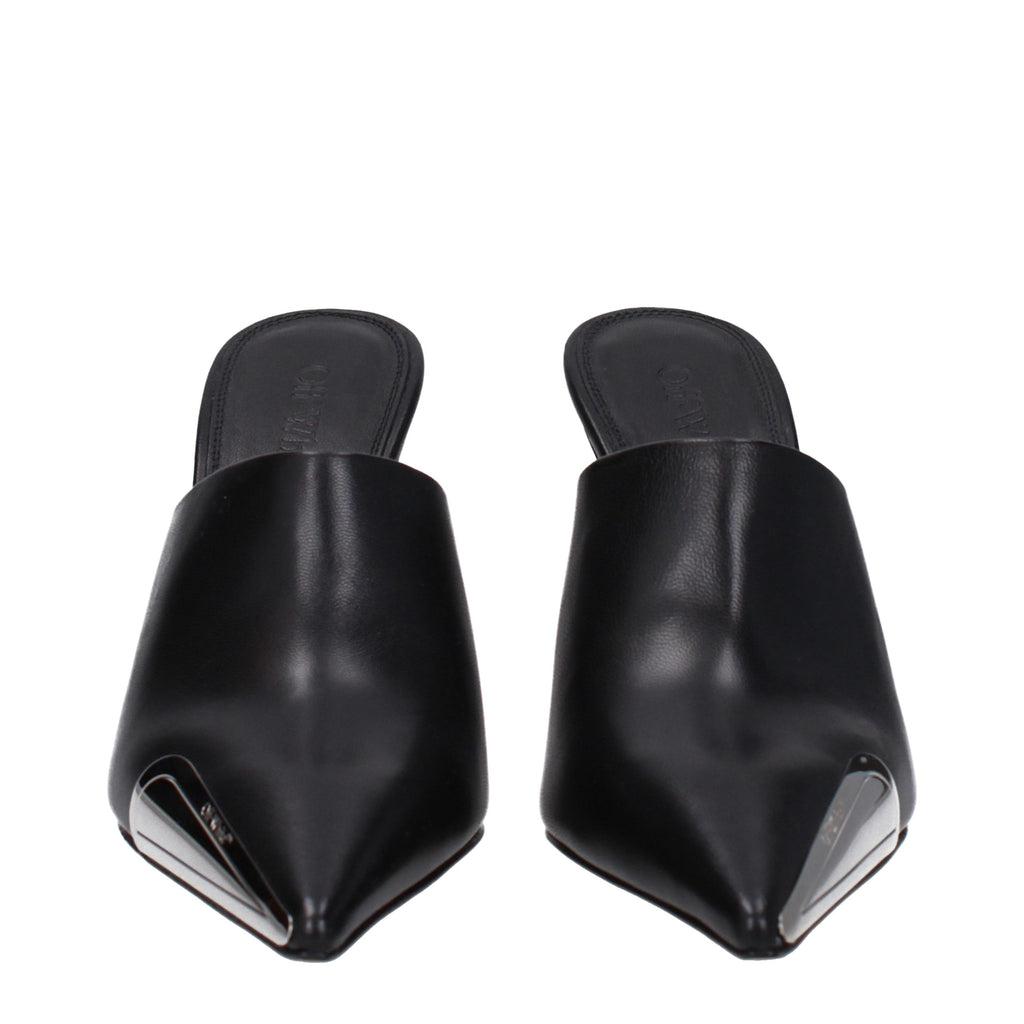 Off-White Black Leather High Heel Pumps