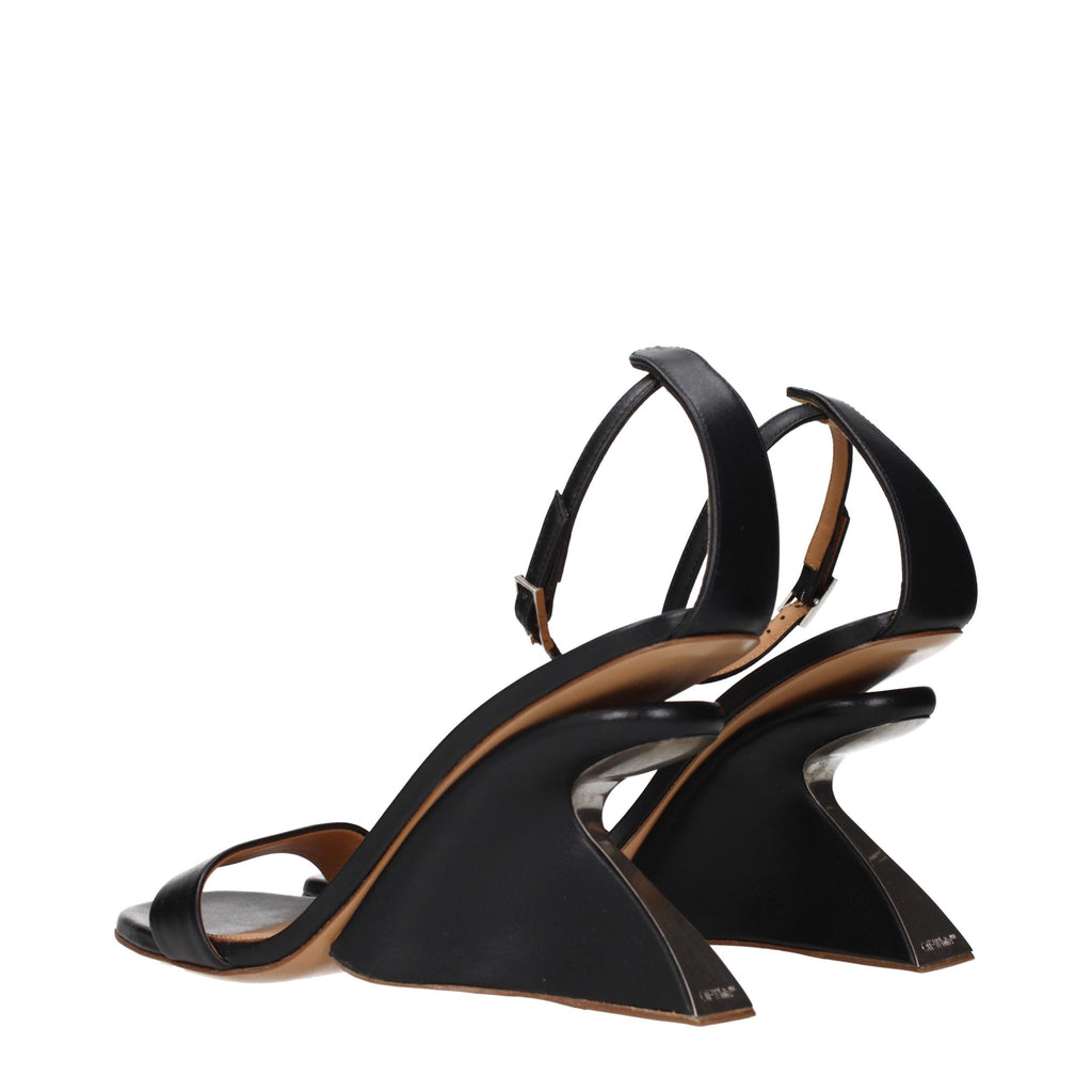 Off-White Black Leather Stiletto Heel Sandals