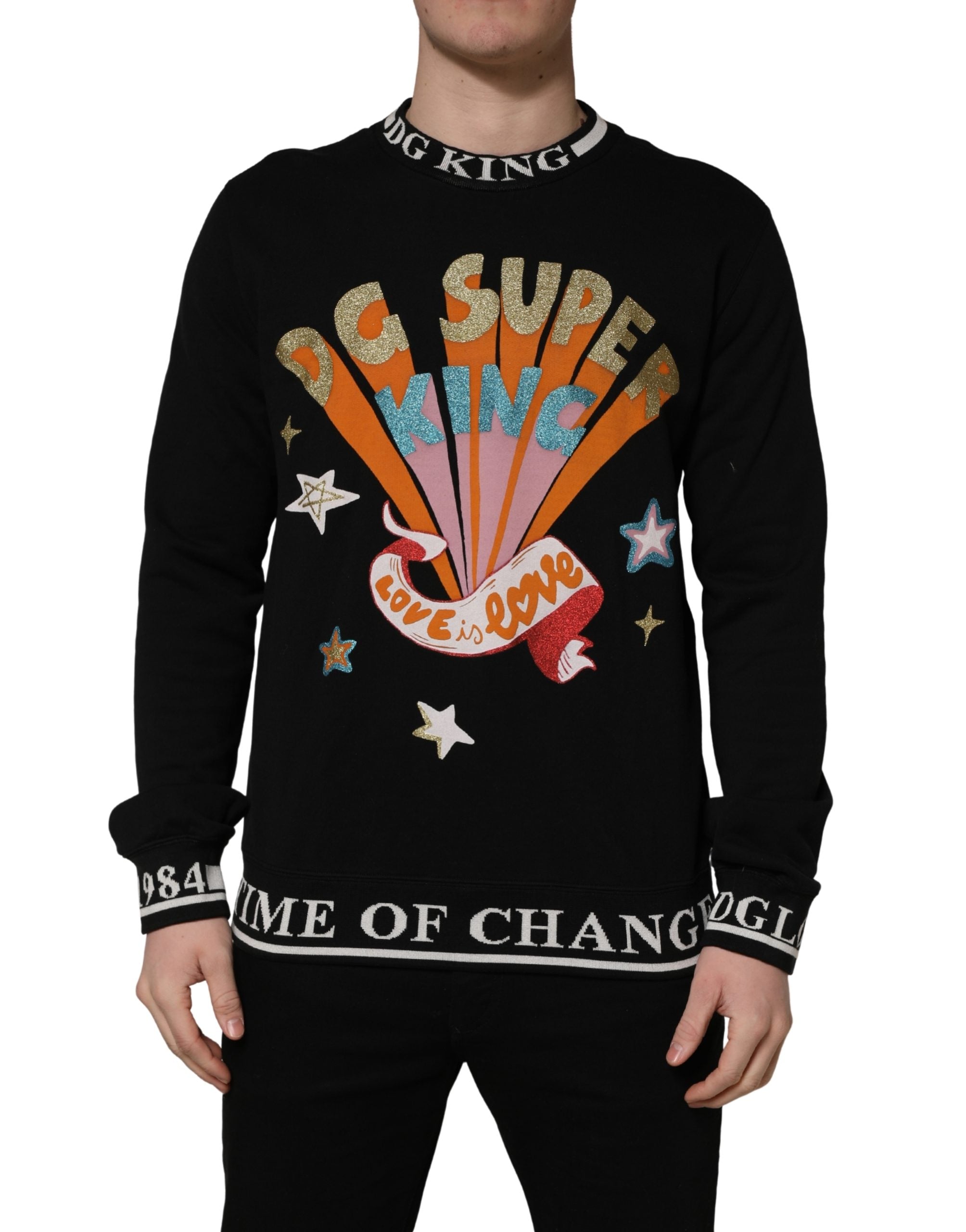 Dolce & Gabbana Black Super King Crew Neck Sweatshirt Sweater
